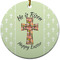 Easter Cross Round Ceramic Ornament