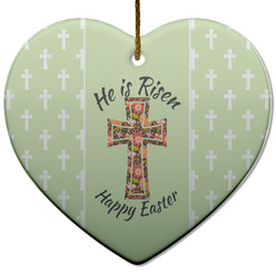 Easter Cross Heart Ceramic Ornament