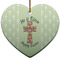 Easter Cross Ceramic Flat Ornament - Heart (Front)