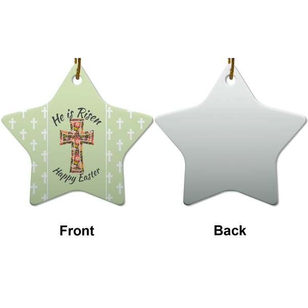 Easter Cross Ceramic Flat Ornament - Star Front & Back (APPROVAL)