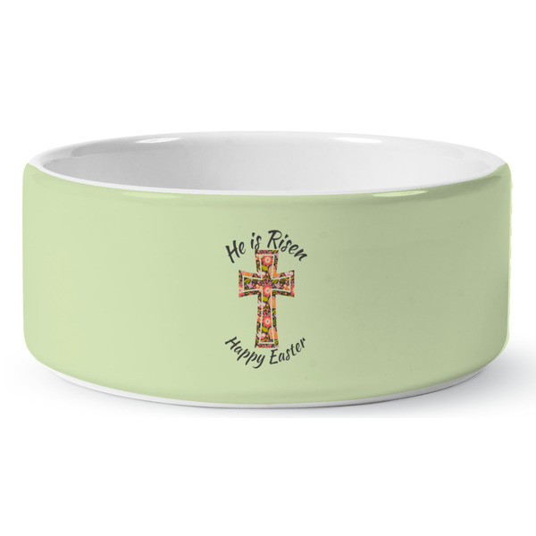 Custom Easter Cross Ceramic Dog Bowl - Medium