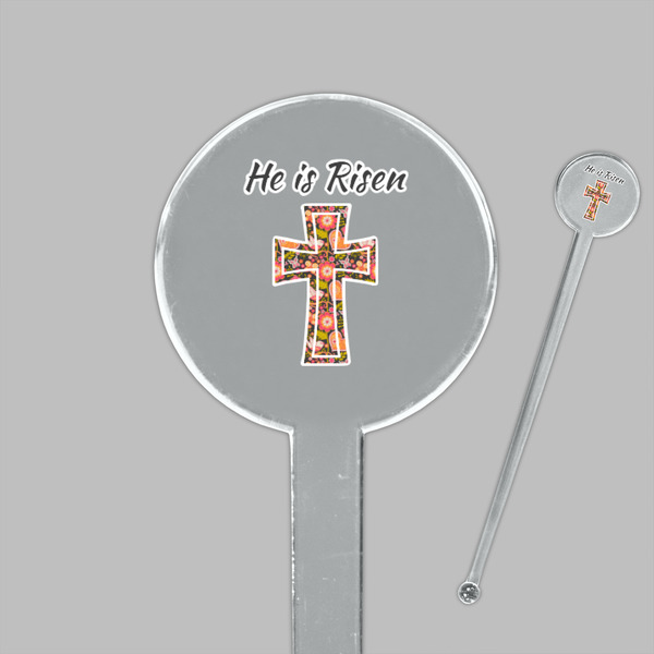 Easter Cross Clear Plastic 7" Stir Stick - Round - Closeup