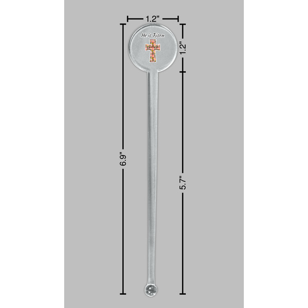 Easter Cross Clear Plastic 7" Stir Stick - Round - Dimensions