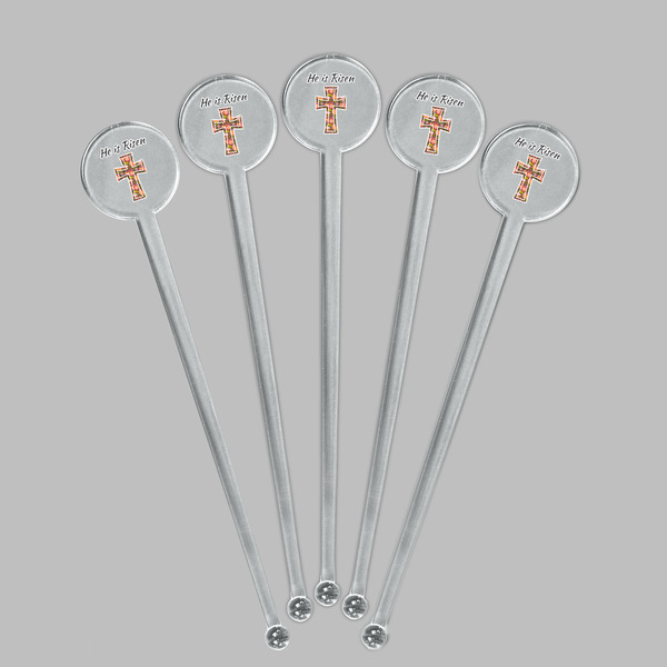 Easter Cross Clear Plastic 7" Stir Stick - Round - Fan View