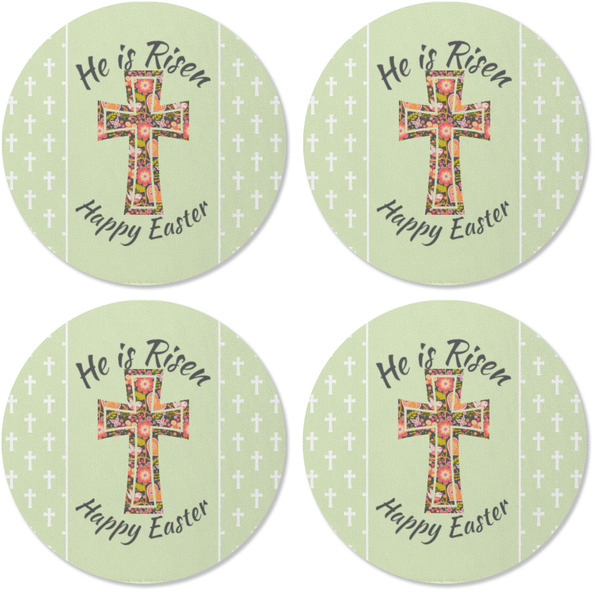 Easter Cross Coaster Round Rubber Back - Apvl