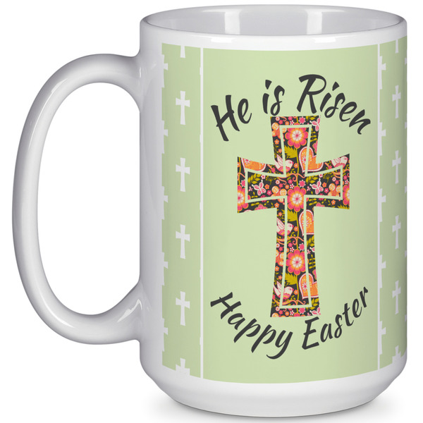 Custom Easter Cross 15 Oz Coffee Mug - White
