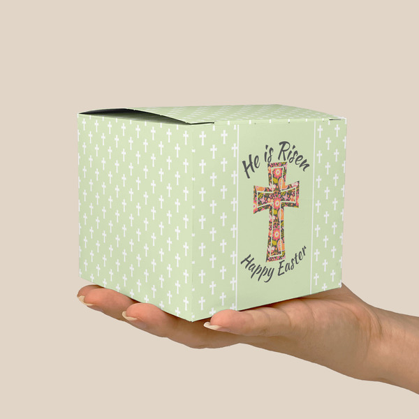 Easter Cross Cube Favor Gift Box - On Hand - Scale View