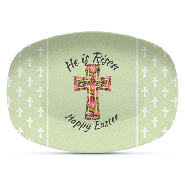 Custom Easter Cross Plastic Platter - Microwave & Oven Safe Composite Polymer