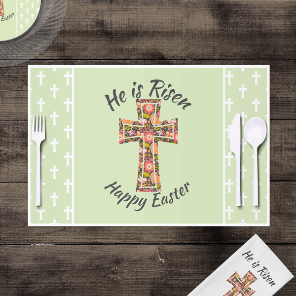 Easter Cross Disposable Paper Placemat - In Context