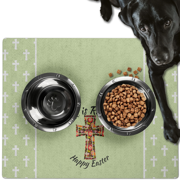 Custom Easter Cross Dog Food Mat - Large