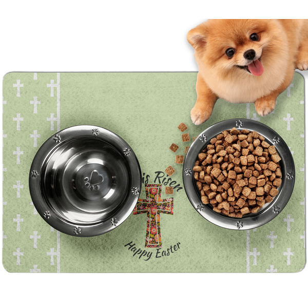 Custom Easter Cross Dog Food Mat - Small