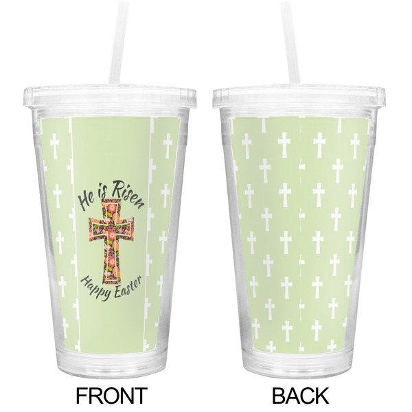 Easter Cross Double Wall Tumbler with Straw - Approval