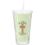 Easter Cross Double Wall Tumbler with Straw