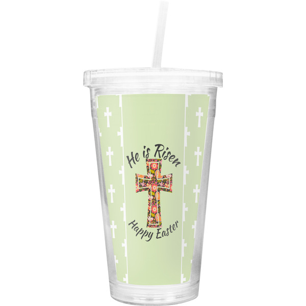 Custom Easter Cross Double Wall Tumbler with Straw
