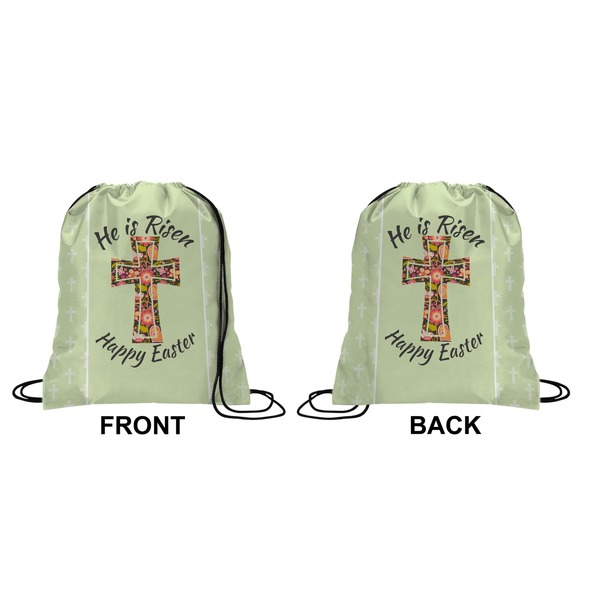 Easter Cross Drawstring Backpack Front & Back Medium