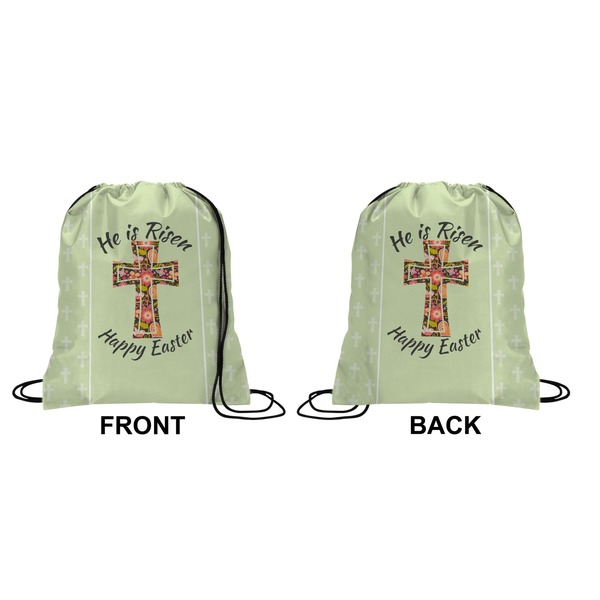 Easter Cross Drawstring Backpack Front & Back Small