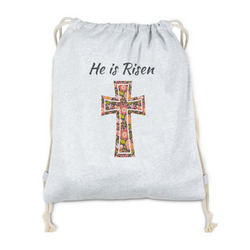 Easter Cross Drawstring Backpack - Sweatshirt Fleece - Double Sided