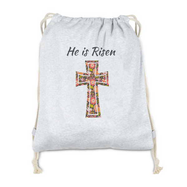 Custom Easter Cross Drawstring Backpack - Sweatshirt Fleece - Double Sided