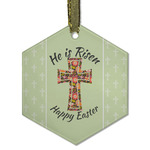 Easter Cross Flat Glass Ornament - Hexagon