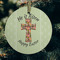 Easter Cross Frosted Glass Ornament - Round (Lifestyle)