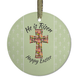 Easter Cross Flat Glass Ornament - Round