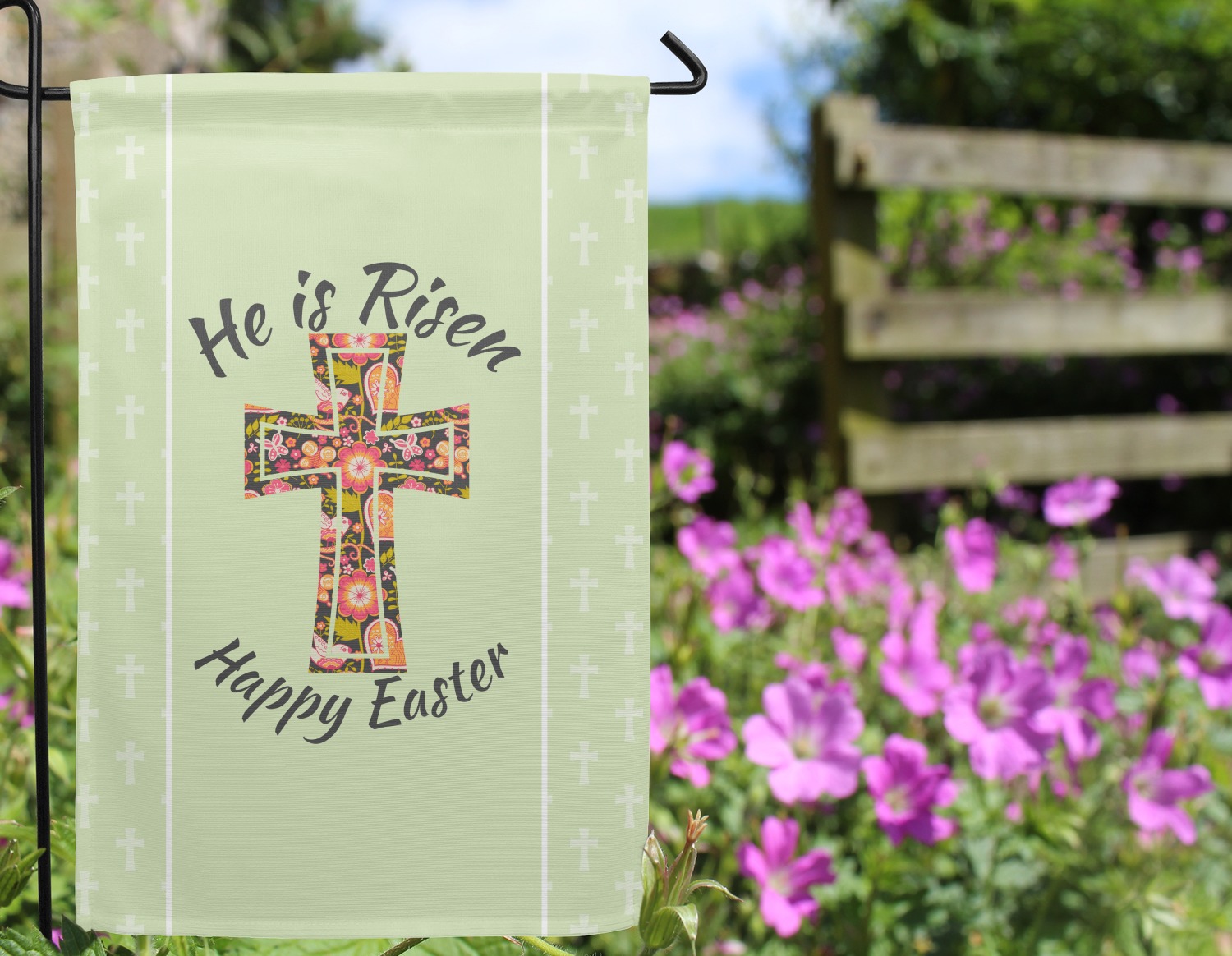 Custom Easter Cross Garden Flag YouCustomizeIt