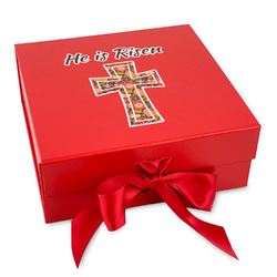 Easter Cross Gift Box with Magnetic Lid - Red