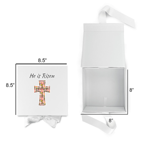 Easter Cross Gift Boxes with Magnetic Lid - White - Open & Closed