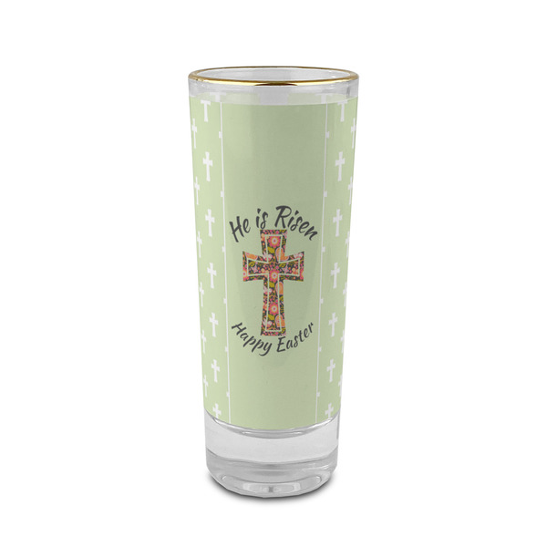 Custom Easter Cross 2 oz Shot Glass -  Glass with Gold Rim - Set of 4