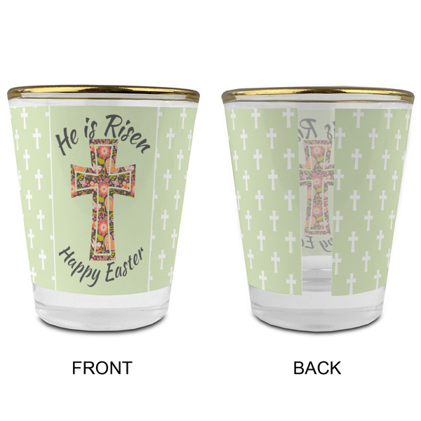 Easter Cross Glass Shot Glass - with gold rim - APPROVAL