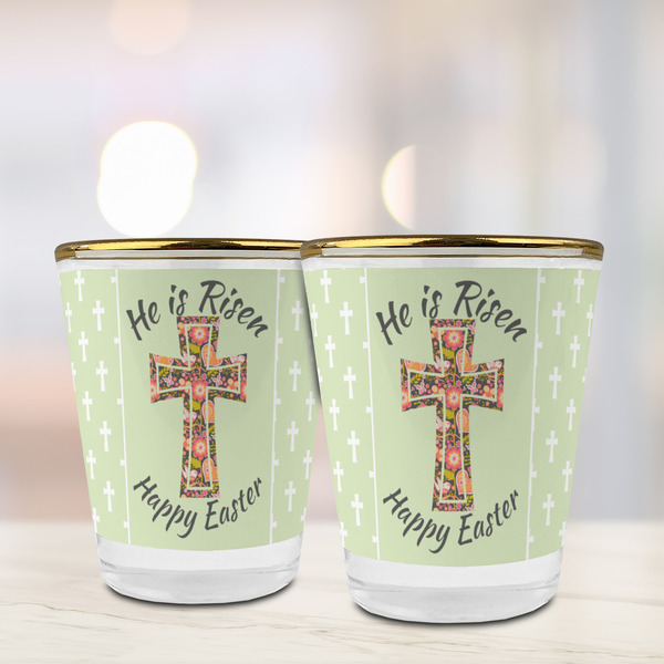Easter Cross Glass Shot Glass - with gold rim - LIFESTYLE