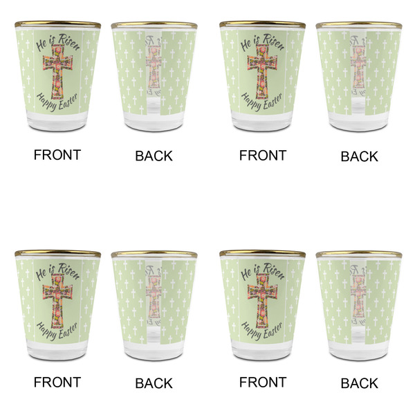 Easter Cross Glass Shot Glass - with gold rim - Set of 4 - APPROVAL