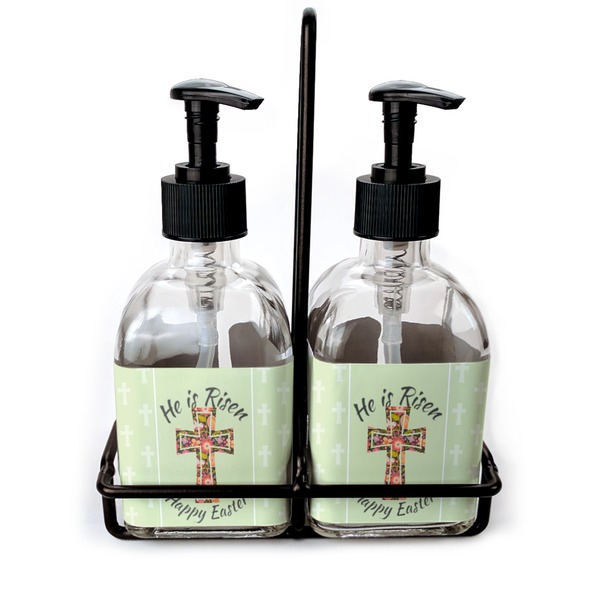 Custom Easter Cross Glass Soap & Lotion Bottle Set