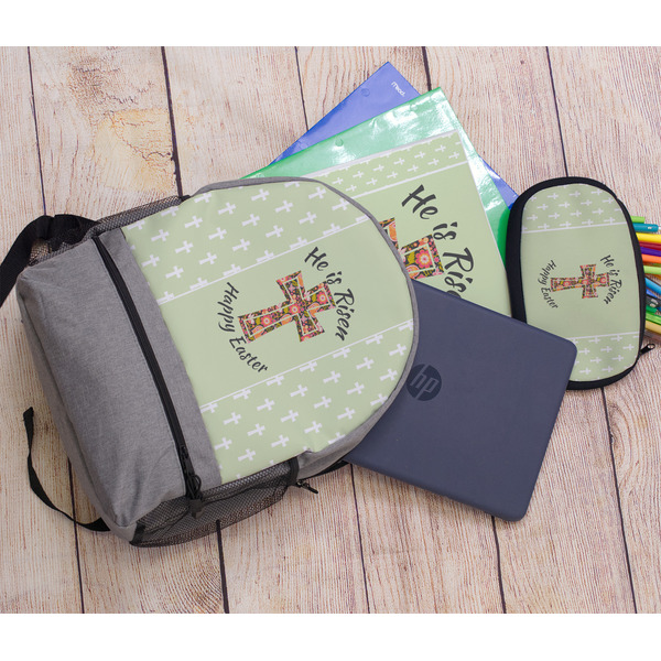 Easter Cross Large Backpack - Gray - With Stuff