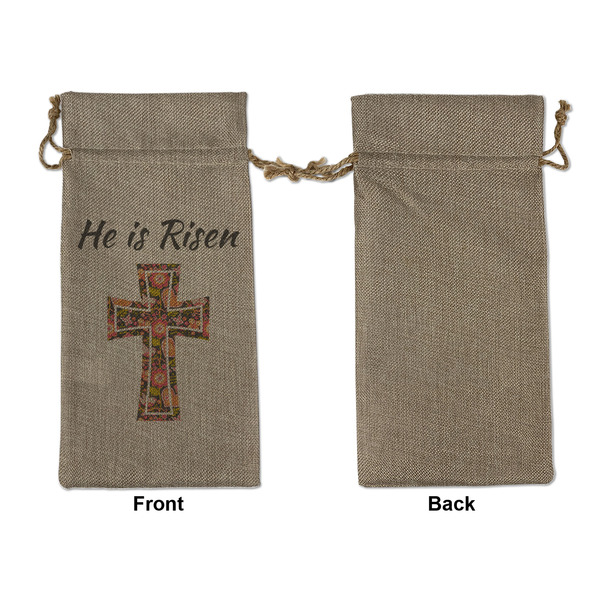 Easter Cross Large Burlap Gift Bags - Front Approval