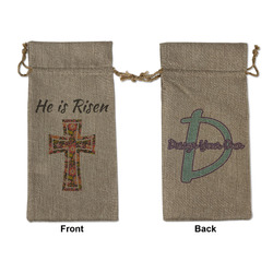 Easter Cross Large Burlap Gift Bag - Front & Back