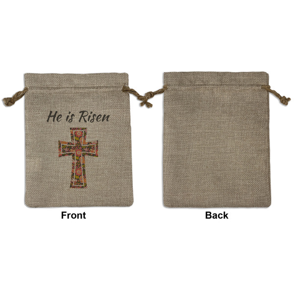 Easter Cross Medium Burlap Gift Bag - Front Approval