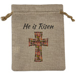 Easter Cross Medium Burlap Gift Bag - Front