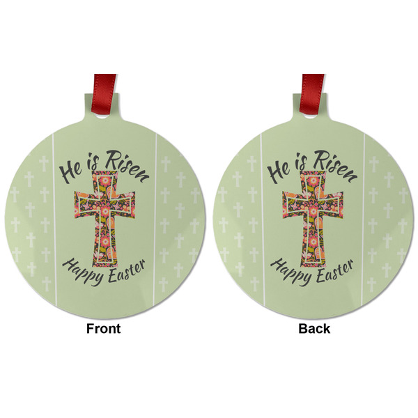 Easter Cross Metal Ball Ornament - Front and Back
