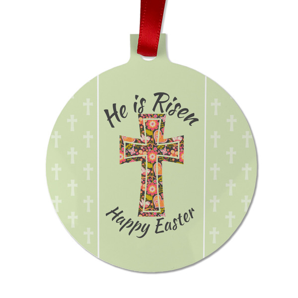 Custom Easter Cross Metal Ball Ornament - Double Sided