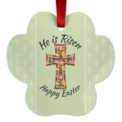 Easter Cross Metal Paw Ornament - Double Sided