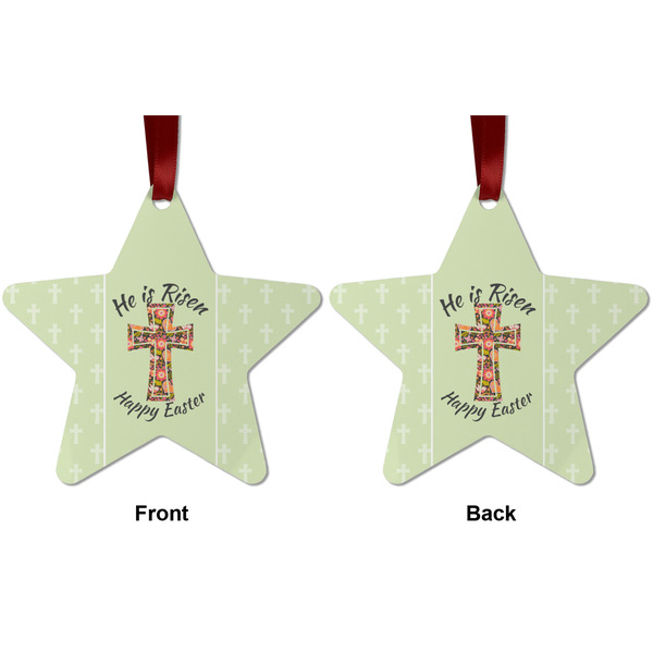 Easter Cross Metal Star Ornament - Front and Back