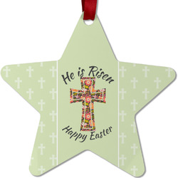 Easter Cross Metal Star Ornament - Double Sided