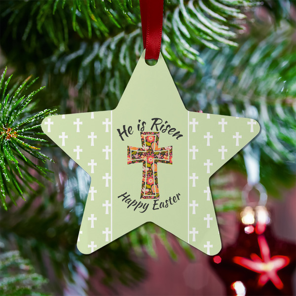 Easter Cross Metal Star Ornament - Lifestyle