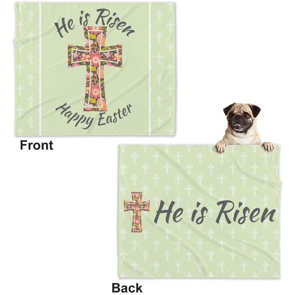 Easter Cross Microfleece Dog Blanket - Large- Front & Back