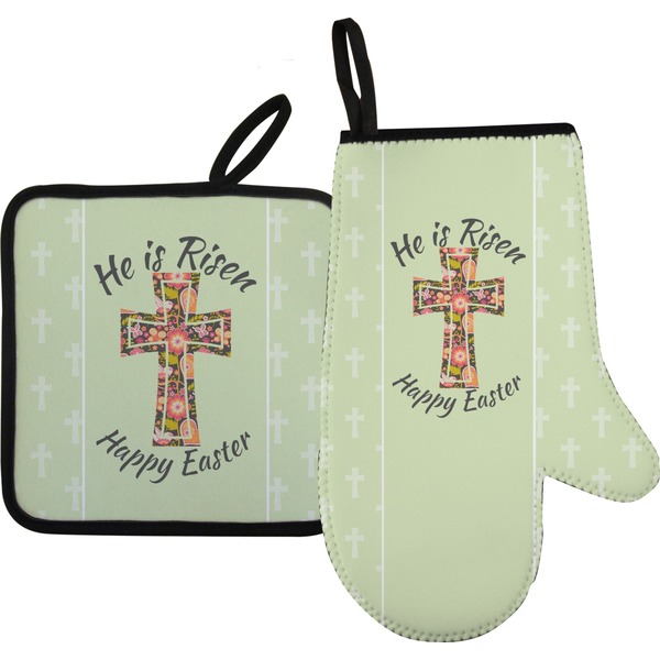 Custom Easter Cross Oven Mitt & Pot Holder Set
