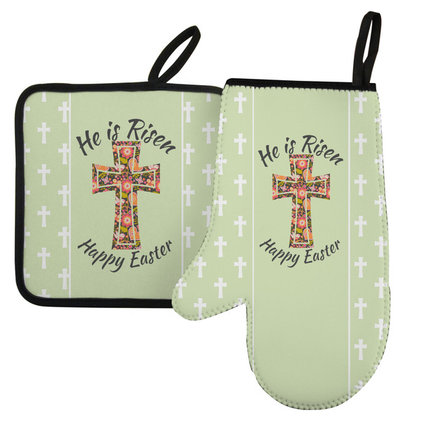 Custom Easter Cross Left Oven Mitt & Pot Holder Set