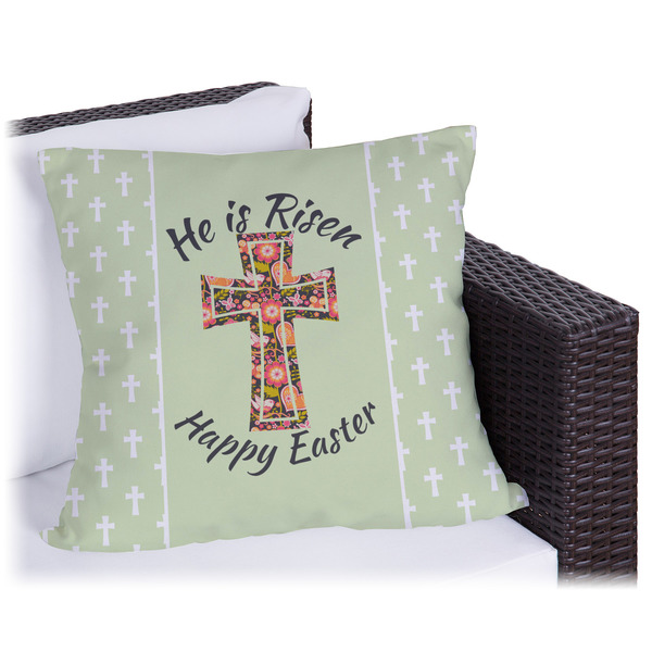 Custom Easter Cross Outdoor Pillow - 18"