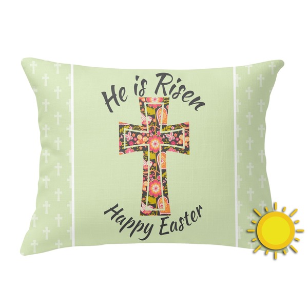 Custom Easter Cross Outdoor Throw Pillow (Rectangular)
