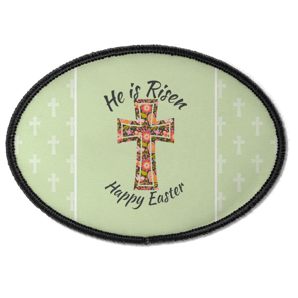 Custom Easter Cross Iron On Oval Patch